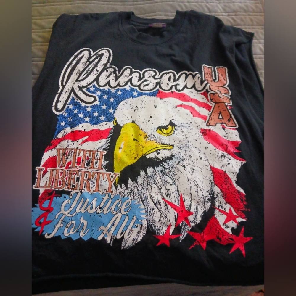 Vintage Y2K Ransom USA Eagle men's Sleeves T-shirt Size XL